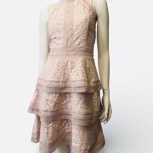 Eliza J Blush Lace Fit & Flare MIDI Cocktail Party Dress Size 6